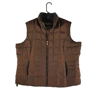 Eddie Bauer Mens Premium Goose Down Quilted Vest Brown XXL Insulated Warm Puffer